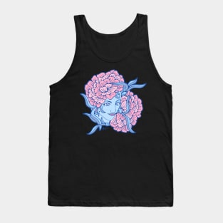 Blue Queen with Pink Carnation Crown Tank Top